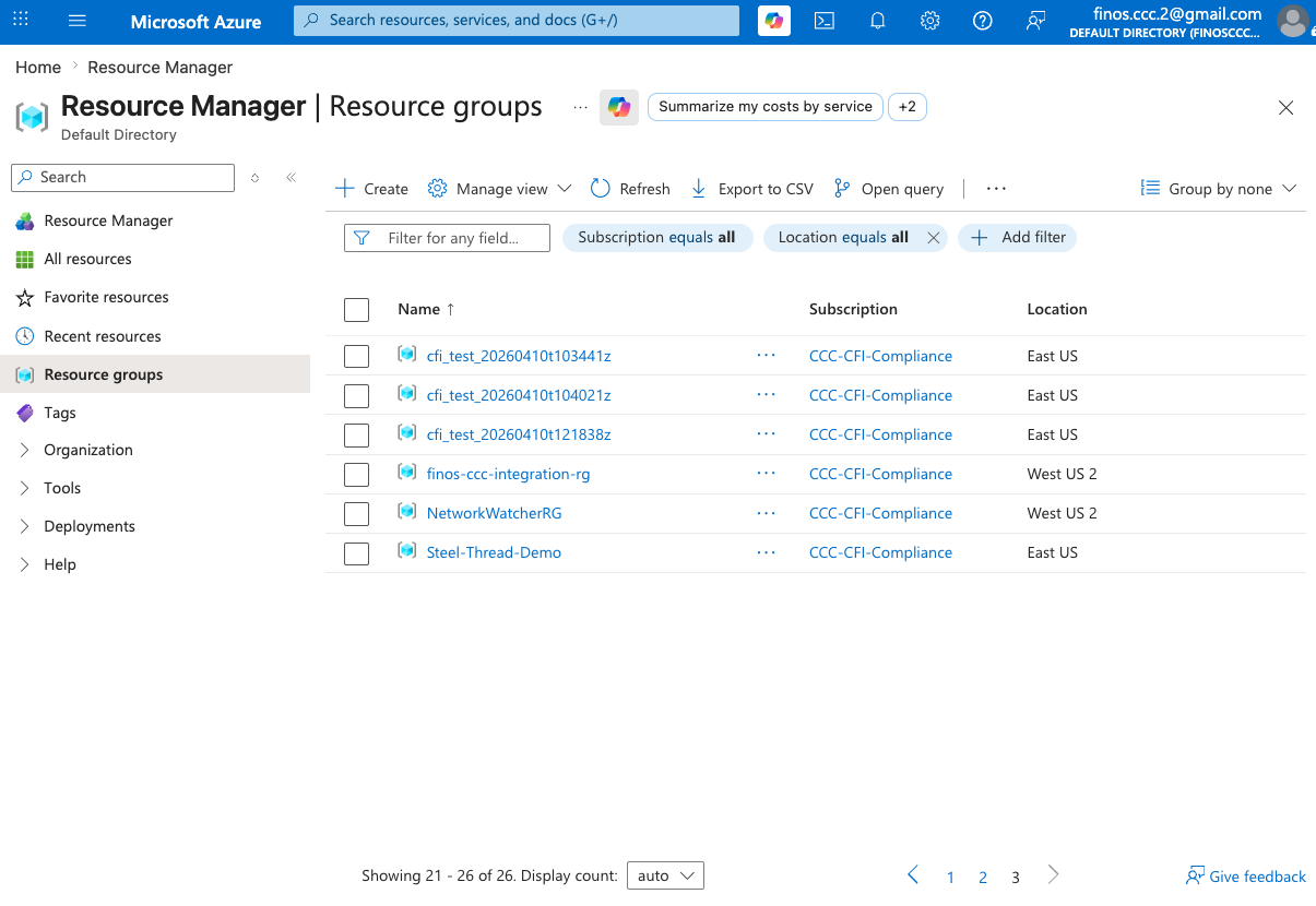 FINOS-CCC Azure integration environment portal